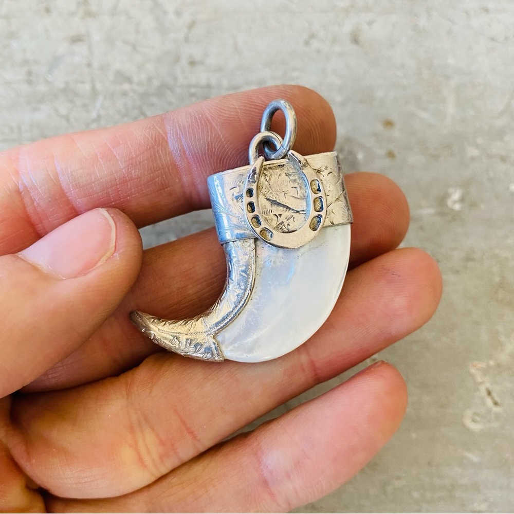 ♥️ Gypsy Silver ♥️ Sterling Silver & MOP Hand Stamped Horseshoe Pendant